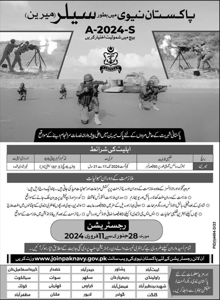 Join Pak Navy Registration Slip 2024 Download & Print Online